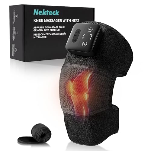 Nekteck Knee Massager with Heat - Cordless Heated Knee Brace with Vibration for Pain Relief, Rechargeable Knee Heating Pad...