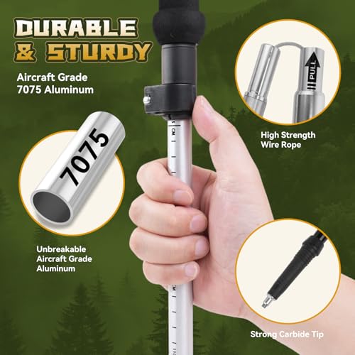 THRISTRIDE Single Collapsible Trekking Pole for Hiking - Aluminum Lightweight Hiking Stick for Women, Men & Seniors, Adjus...