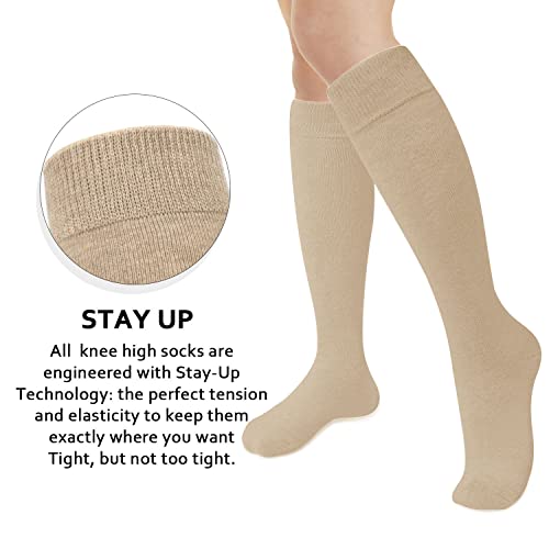 we fleece 5 Pairs Warm Knee High Socks for Women-Thermal Cotton Socks for Hiking,Work,Winter,Gifts
