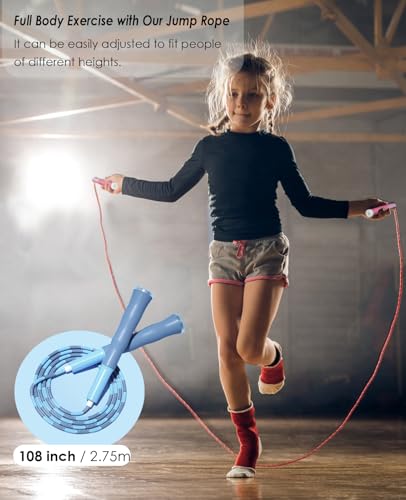 POCFOINY 2 Pack Beaded Jump Rope for Kids, Upgraded Segmented Jumping Rope for Workout, Adjustable Skipping Rope Speed Rop...
