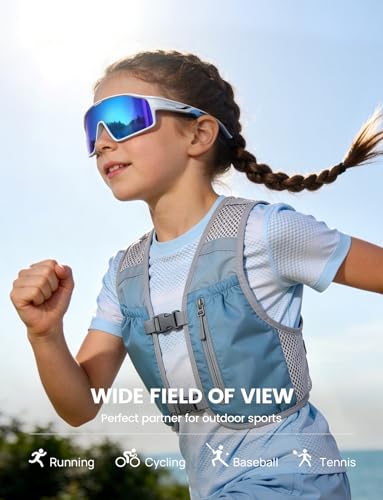 Lamicall Polarized Sport Sunglasses for Age 8-14 Kids - UV400 Protection Baseball Cycling Sun Glasses Gifts for Boys Girls