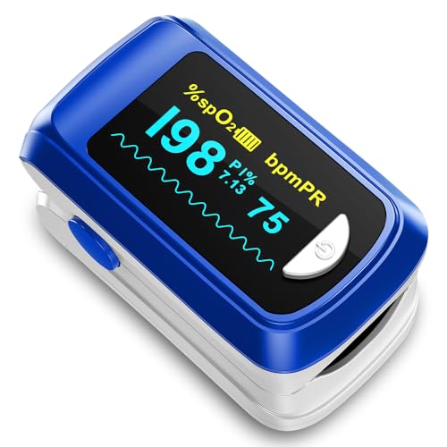 Pulse Oximeter Fingertip Oxygen Monitor Fingertip Pulse Ox Heart Rate and SpO2 Finger Pulse Oximeter for SpO2/Heart Rate/P...