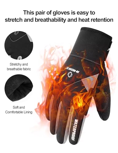 INBIKE Winter Cycling Gloves for Men Women Cold Weather Thermal Windproof Gel Bike Gloves Touch Screen