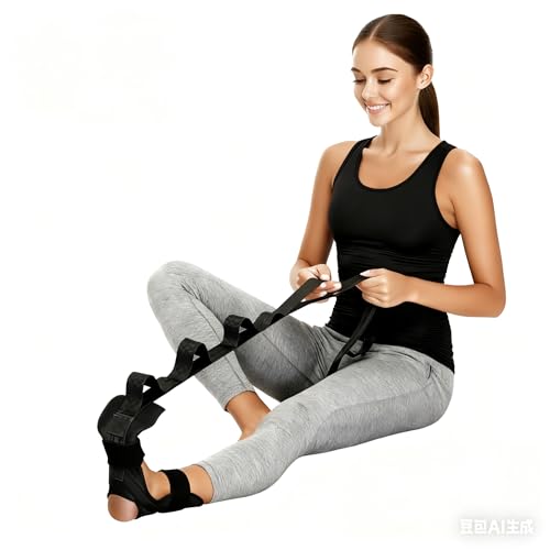 JUNWING Foot and Calf Stretcher-Stretching Strap For Plantar Fasciitis, Foot Drop, Achilles Tendonitis & Hamstring. Yoga F...