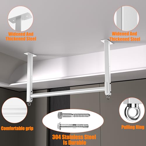 HWOOUSA Ceiling Mounted Pull Up Bar, Heavy Duty 700 LBS Multi Grip Pull Up Bars, 16"/24" Rafter Chin Up Bar, Ceiling Joist...