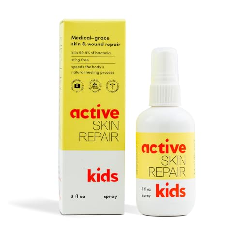 Active Skin Repair Kids First Aid Spray - Non-Toxic & Natural Kids Antiseptic Formula for Minor Cuts, Wounds, Scrapes, Ras...