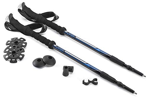 Cascade Mountain Tech Lightweight Aircraft-Grade Aluminum Trekking Poles with Extended Down Grip Plus Tip Kit