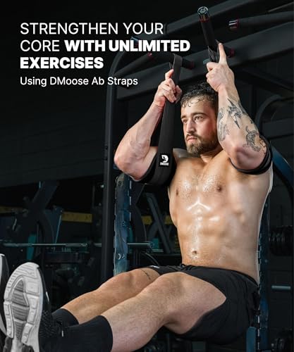 DMoose Fitness Hanging Ab Straps for Pull Up Bar & Core Strength Training - Soft Padded Exercise Straps for Ab Swing & Leg...