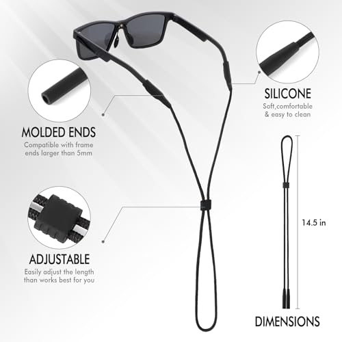 BANSTLE Glasses Strap - 3 Pcs Adjustable Eyewear String Lanyard Retainer - Eyeglasses Holder Strap for Men, Women and Kids