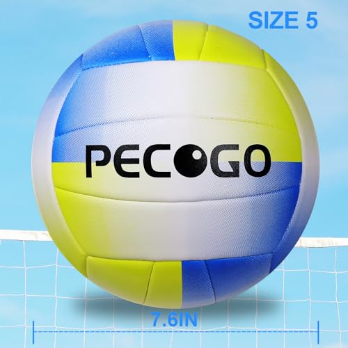 PECOGO Size 5 Volleyball - Durable PU Leather, Indoor/Outdoor. Soft Control, Great Airtightness for Training/Games. Ideal ...