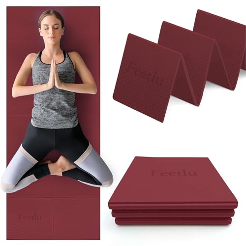 Feetlu Foldable Yoga Mat, 6mm Thick, Lightweight, Anti-Slip, and Easy to Store – Perfect for Travel, Yoga, Pilates, Home W...
