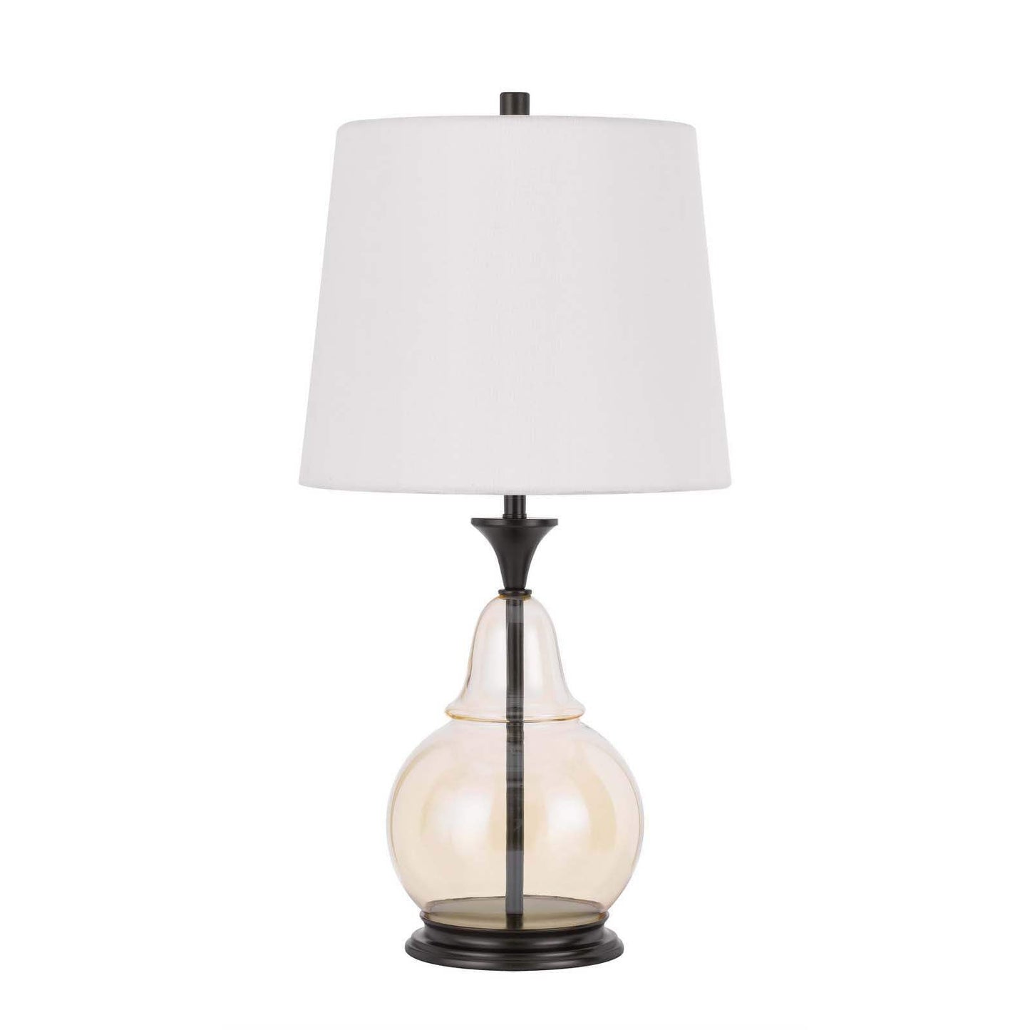HomeRoots Metal Table Lamp with White Empire Shade, 28 in., Model 524721