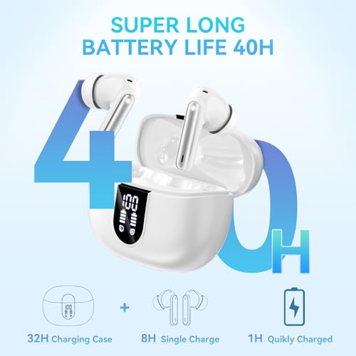 Wireless Earbuds, Bluetooth 5.3 Headphones 40Hrs Playtime Deep Bass Stereo in-Ear Earbud, LED Power Display, Call Noise Ca...