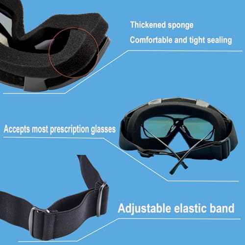 LJDJ Ski Goggles, Snowboard Motorcycle Goggles with Reflective Winter Neck Gaiter Face Cover for Youth Teens Men Women