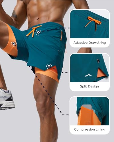 maamgic Men's Athletic Running Shorts with Liner Ultra Lightweight Workout Shorts 5"/ 7"