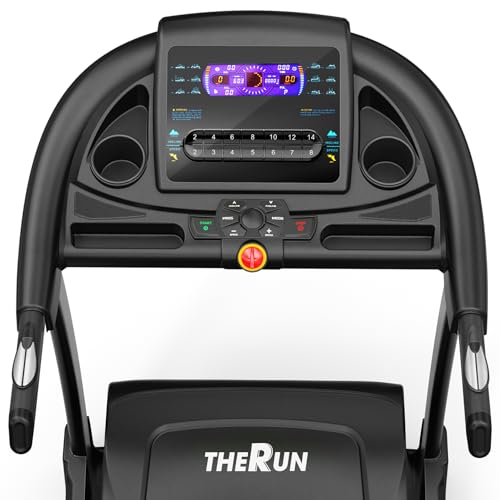 THERUN Incline Treadmill for Running and Walking, 300 lbs Weight Capacity Folding Treadmill with 0-15% Auto Incline, Wide ...