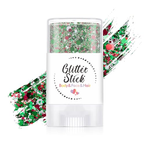 Body Glitter Stick, Perfect Holographic Sequins Christmas Face and Hair Glitter Makeup Neon Outfit Rave Festival Party Acc...
