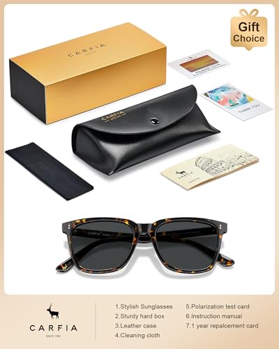 CARFIA Polarized Sunglasses for Women: Acetate, Small/Medium Size, UV400 Anti Glare CA5354