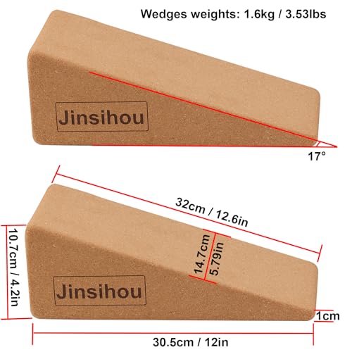 Squat Wedge Block Non-Slip Slant Board Calf Stretcher, 2pcs Ankle Knee Leg Stretcher, Heavy Duty Incline Ramp for Heel Ele...