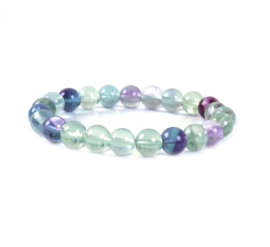 Adabele Real Natural Multicolor Fluorite Gemstone Beaded Bracelet 7.5 inch Stretch Chakra Healing Crystal Stone Jewelry Women Mo