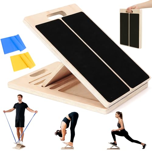 Slant Board for Calf Stretching, Wooden Slant Boards for Exercise, 300 Lbs Weight Capacity Squat Wedge, Premium Calf Stret...