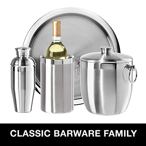OGGI Double Wall Stainless Steel Ice Bucket - Insulated Ice Bucket with Elegant Steel Lid, Classic Handles & Stainless Ste...