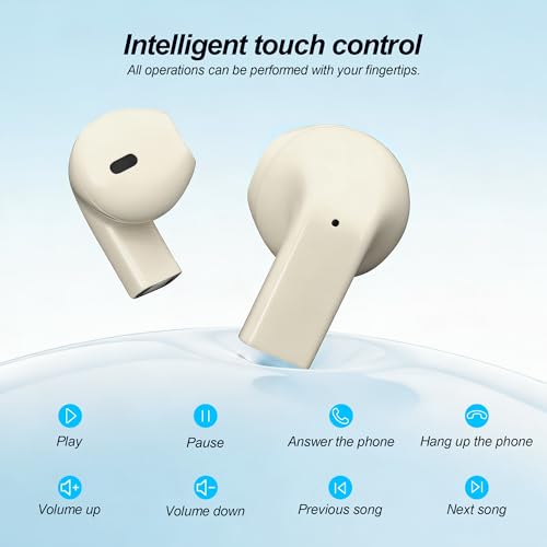 Anjetsun Wireless Earbuds for Daily Use, Semi-in-Ear Wireless Audio Headphones with Microphone, Touch Control, Type-C Char...