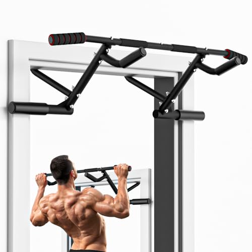 ONETWOFIT 2025 Upgrade Multi-Grip Pull Up Bar for Doorway - 460 lbs Heavy Duty Chin-Up Bar for Home Gym Exercise, Door Fra...
