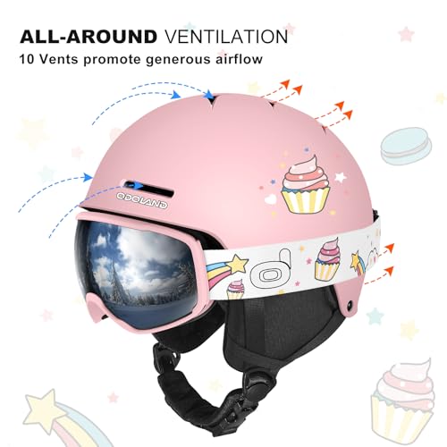 Odoland Kids Ski Helmet, Snow Helmet with Ski Goggles Set for Boys and Girls, Shockproof, Windproof, Safety Snowboard Spor...