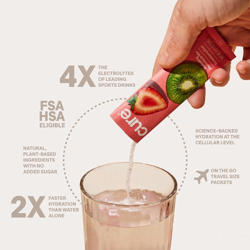 Cure Hydration | Plant-Based Electrolyte Drink Mix | No Added Sugar | FSA-HSA | Dehydration Relief Powder Made with Coconu...
