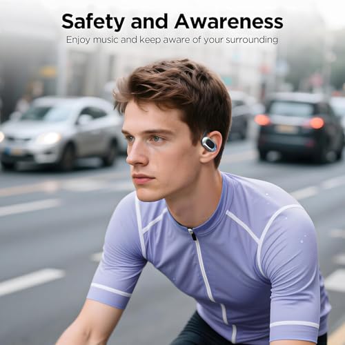 Open Ear Wireless Headphones Air Conduction Earbuds with Mic 42H Playtime Clear Calls LED Digital Display Over Earphones L...
