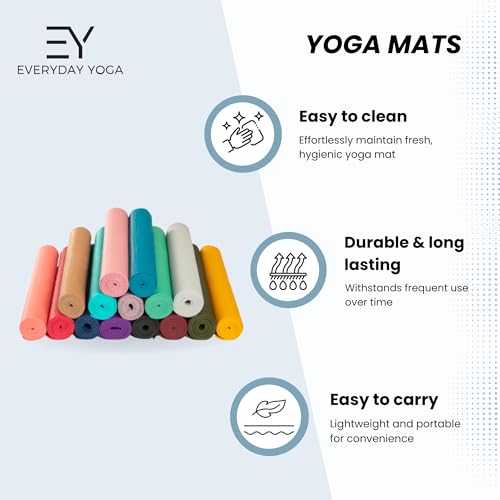 Everyday Yoga Deluxe Mat, Spacious 72"x24" Non-Slip Yoga Mat for Comfortable Home Workouts, 3-5mm Extra Thick