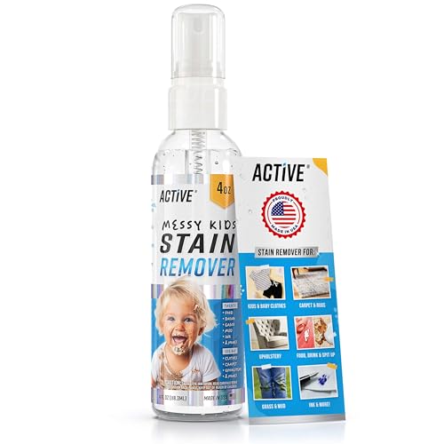 Messy Kids Stain Remover Spray - ACTIVE Laundry Spot Cleaner, Natural Stain Treater Spray for Baby Clothes Fabric, Toddler...