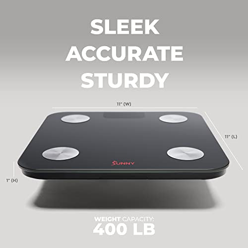 Sunny Health & Fitness 20 Metric Advanced Body Fat Composition BMI Scale with Health Tracker & Analyzer App - Smart Bathro...