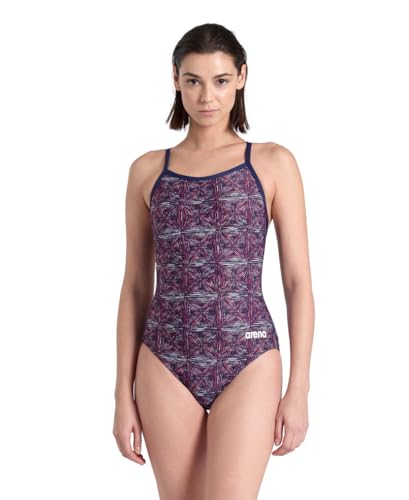 Arena Womens Arena Performance Women's Abstract Tiles Team Print Light Drop Back Swimsuit