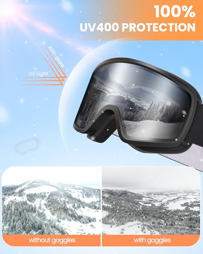 OutdoorMaster Kids Ski Goggles OTG Snowboard Goggles with 100% UV Protection Kids Snow Goggles for Boys Girls Toddler