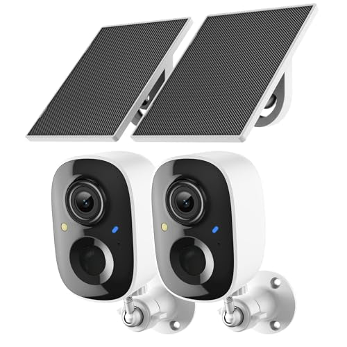 2K Security Camera Wireless Outdoor,Solar Powered WiFi Cameras for Home Security with Motion Detection,Color Night Vision(...