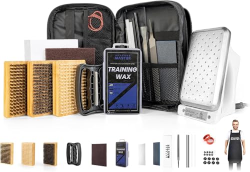 OutdoorMaster Ski Snowboard Tuning and Waxing Kit with Waxing Iron,Ski Wax,Edge Tuner,Brush,Wax Scraper,Ptex,Fixer Screw,R...