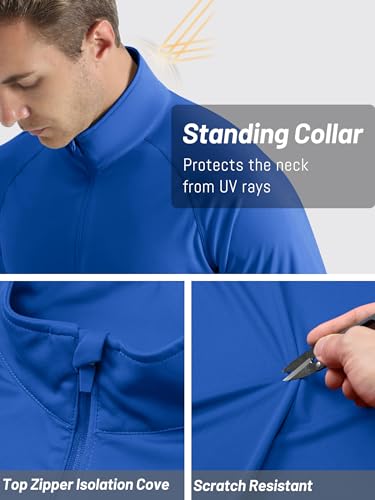 TACVASEN Men's Long Sleeve Athletic Shirts 1/4 Pullover Zip Sun Protection Rash Guard UPF 50+ Outdoor Running T-Shirts