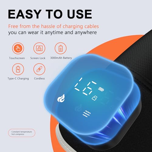 RAYOCON Red Light Therapy for Knee: Knee Massager with 6 Heat and 5 Vibration Cordless Rechargeable Electric Heated Knee B...