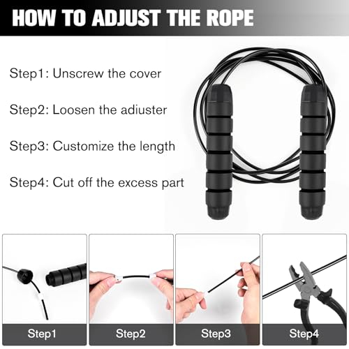 BLEUM CADE Adjustable Jump Rope, Skipping Rope with Ball Bearings, with Foam Handles for Fitness, Home Exercise & Slim Bod...