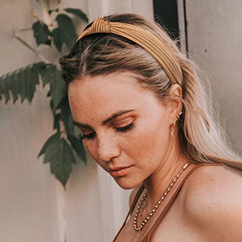 WOVOWOVO Headbands for Women Girls Thick Turban Velvet Knotted Headband Wide Pearl, Top Knot Head Bands for Women’s Hair B...