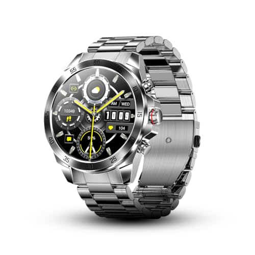 ALPHAGEAR Silver Commander Smartwatch for iPhone & Android, Rugged Smart Watch (Answer/Make Call), Wellness Tracker with ...