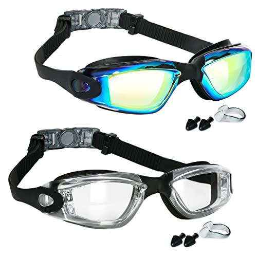 EWPJDK Swim Goggles - 2 Pack Swimming Goggles Anti Fog No Leaking For Adult Women Men