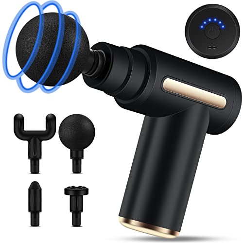 ZAKULU Mini Massage Gun Deep Tissue - Portable 6 Speeds Handheld Massage Gun with 4 Heads, 1800mAh Battery & Type-C Chargi...