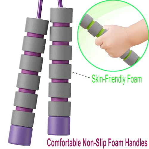 Adjustable Soft Jump Rope for Kids – Anti-Tangle PVC Rope with Non-Slip Foam Handles, Lightweight & Portable Skipping Rope...