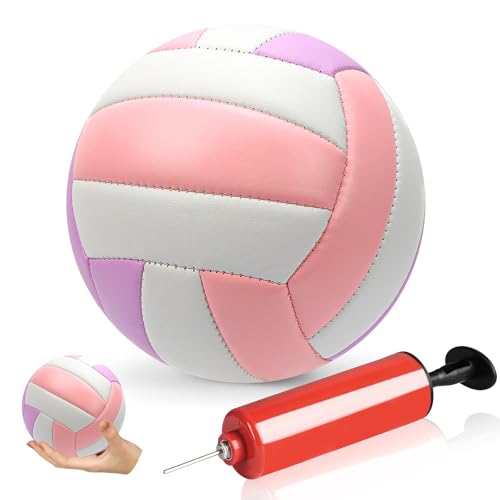 Size 2 Mini Volleyball 5.3 inch Small Beach Volleyball Soft Outdoor Indoor Volleyball Autograph Ball with Air Pump for Beg...