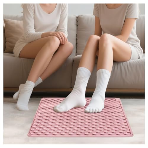 Foot Massage Acupressure Mat, Portable Silicone Reflexology Pad, Moderate Hardness Pressure Point Mat, Anti-Fatigue Mat, C...