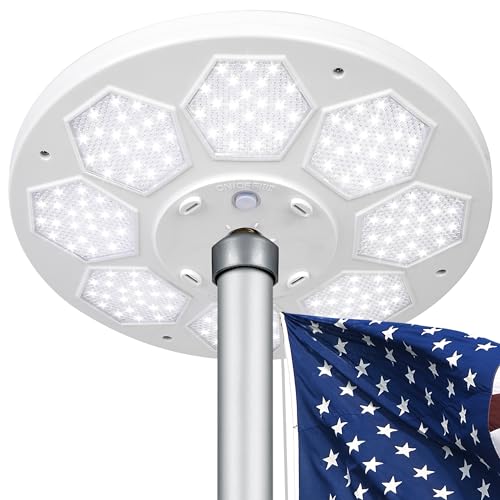 Aurolit Flagpole Light Solar Powered, 6 Updated Ultra Bright 160 LED for 15-25 Ft Poles, 15 Hour Dusk to Dawn Auto On/Off,...