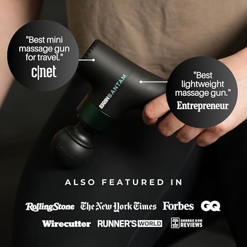 Ekrin Athletics Bantam Mini Massage Gun - Compact Deep Tissue Muscle Massager with Adjustable Speeds & 4 Attachments - Lon...